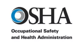 The OSHA logo of the occupational safety and health administration.